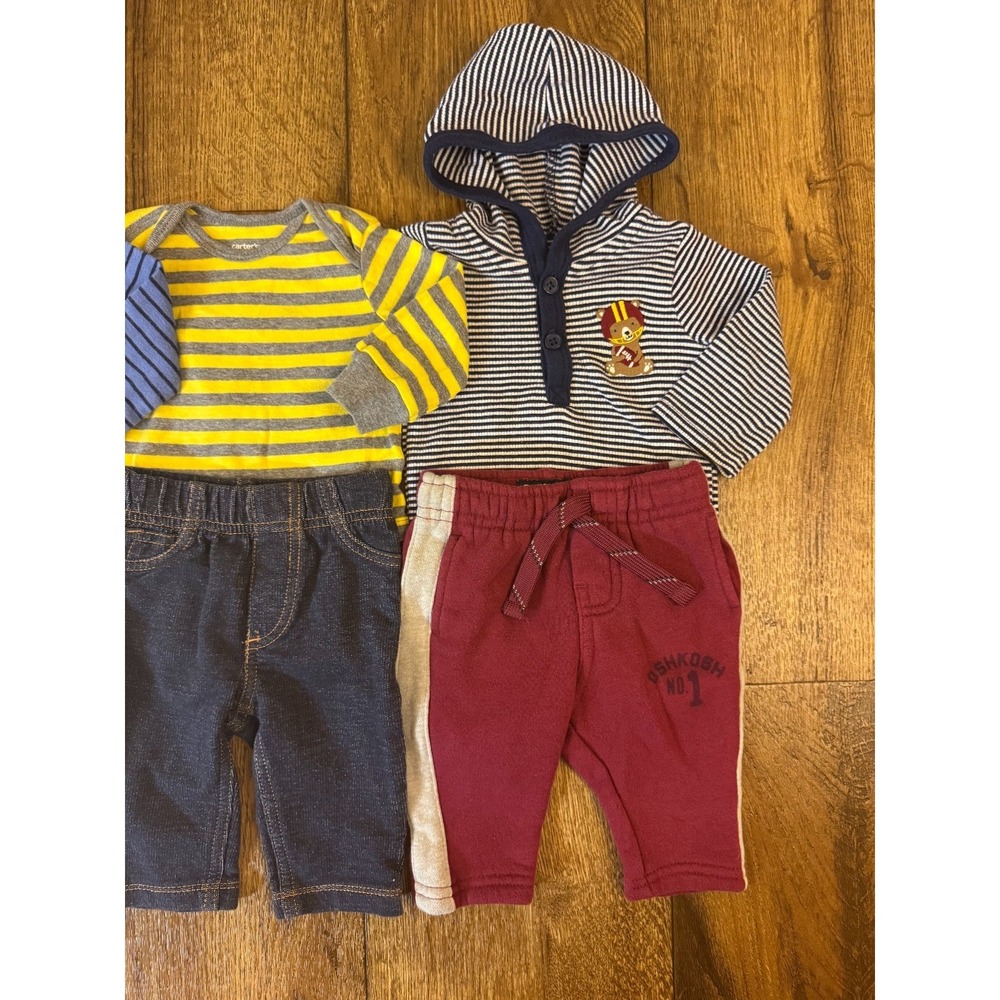 Baby Boy 3 Months Outfits Jeans Pants Long Sleeved Bodysuits‎ Shirts Clothes Lot - Picture 2 of 16